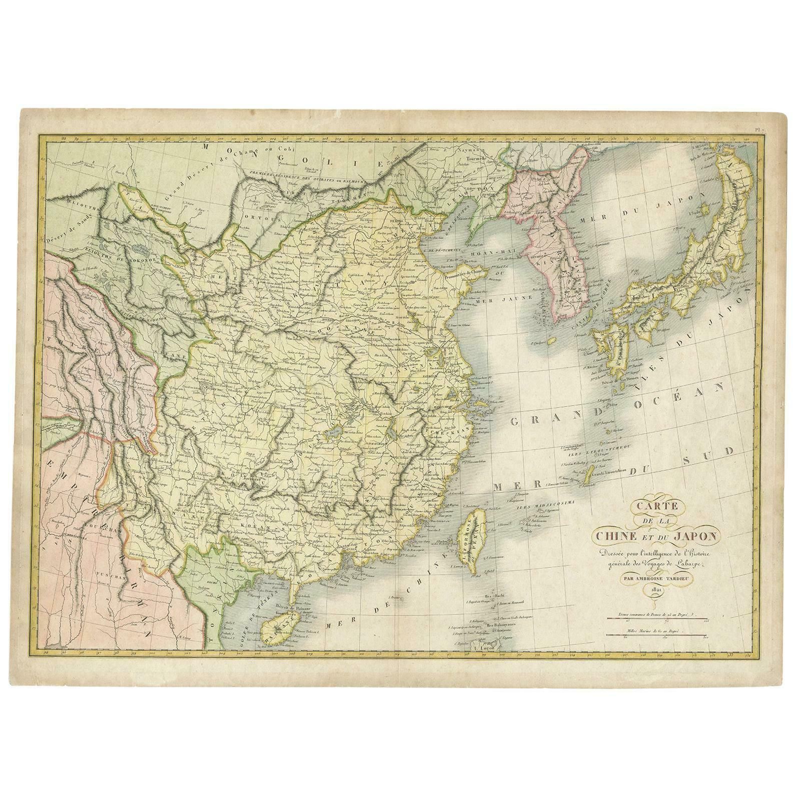 Antique Map Of China And Japan By Tardieu, 1821