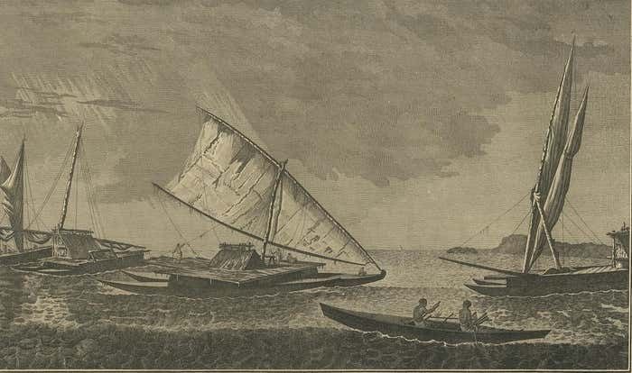 Antique Print Of Various Vessels Of The Friendly Islands By Cook, 1803 photo for sale
