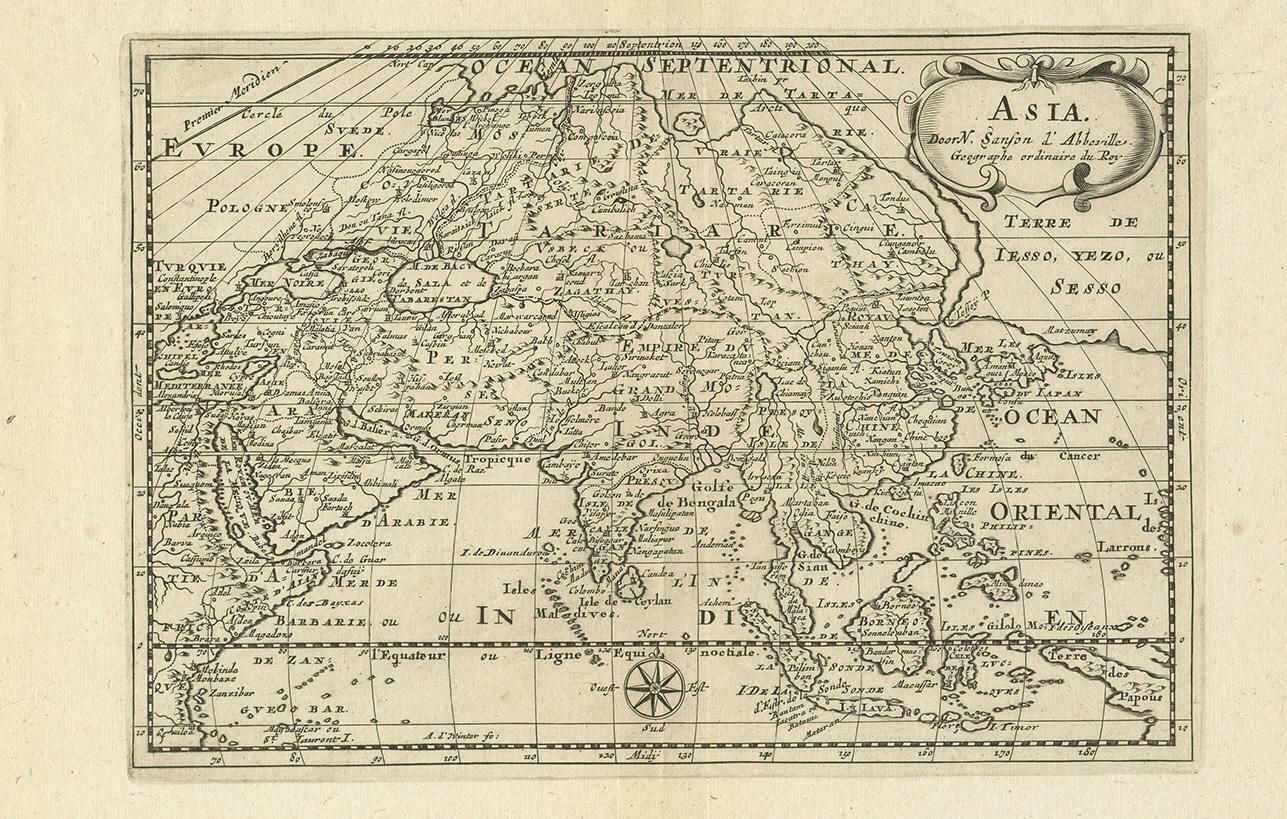 Antique Map Of Asia By Sanson, Circa 1705 photo furniture