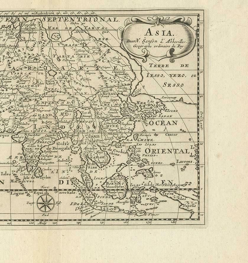 Antique Map Of Asia By Sanson, Circa 1705 photo Art