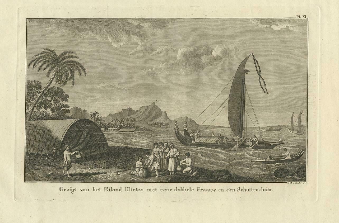 Antique Print Of Ulietea In French Polynesia, Cook, 1803 photo furniture