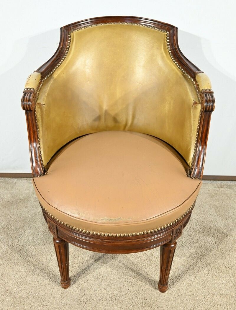 photo furniture Beech Swivel Office Armchair, Louis XVI Style – Late 19th Century