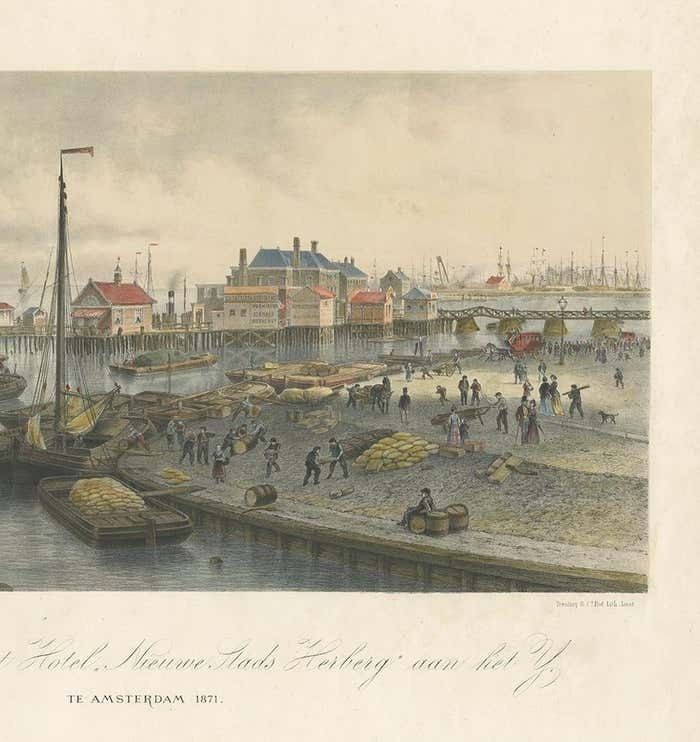 Antique Print Of The Harbour Of The Ij 'Amsterdam' By Stemler '1871' photo Art