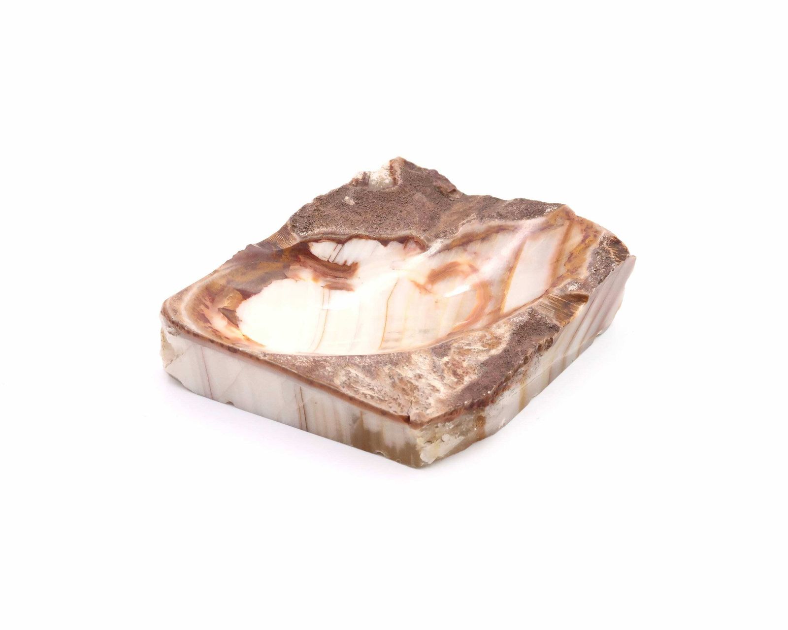 Carved Stone Ring Dish Or Ashtray, 1970s / Brown Beige, Folk photo for sale
