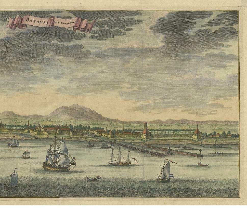 Antique Print Of Batavia Or Nowadays Jakarta, Indonesia, By Valentijn (1726) photo Art
