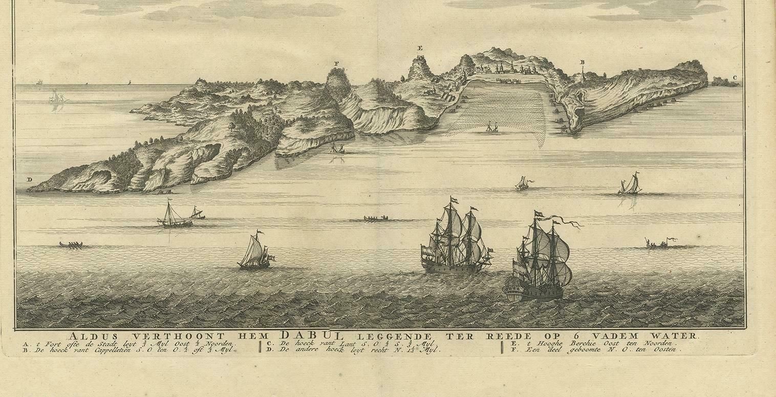 Antique Print Of The Coast Of Dabhol 'India', 1726 photo for sale