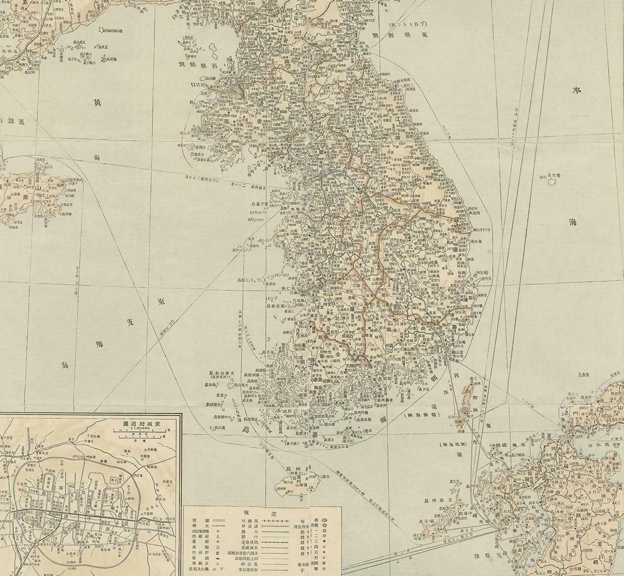 Antique Map Of Korea By Kozaki, 1903 photo Art
