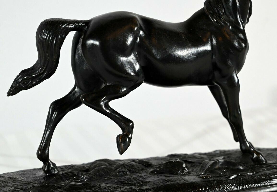 photo furniture Horse In Regulates On Wooden Base – Early 20th Century