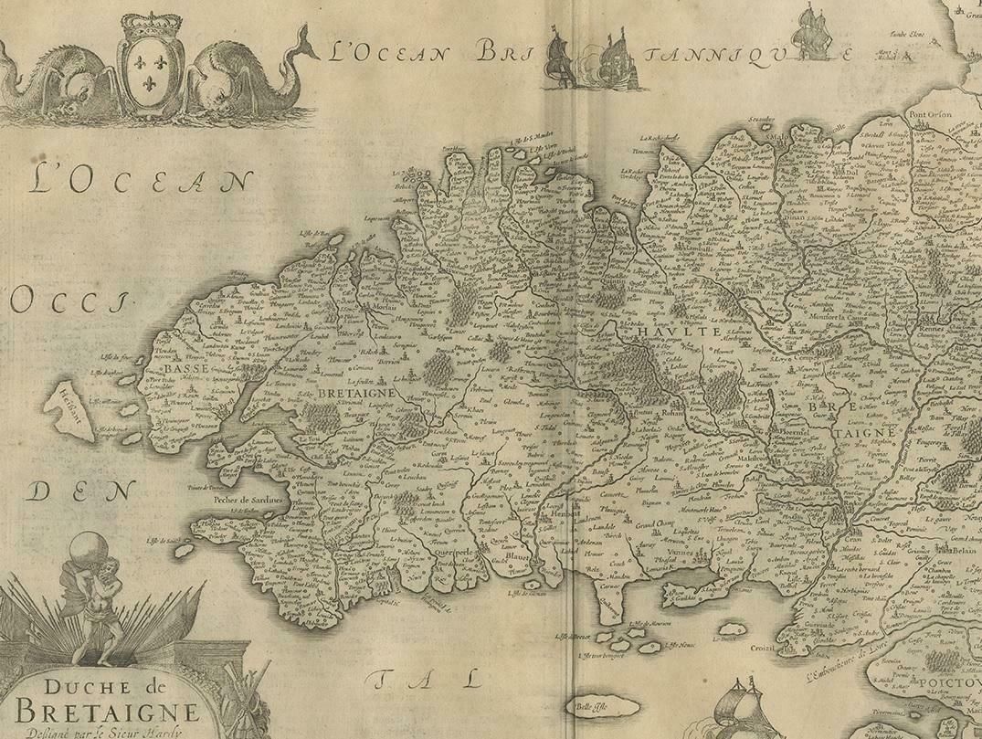 Antique Map Of The Region Of Bretagne By Janssonius '1657' photo for sale