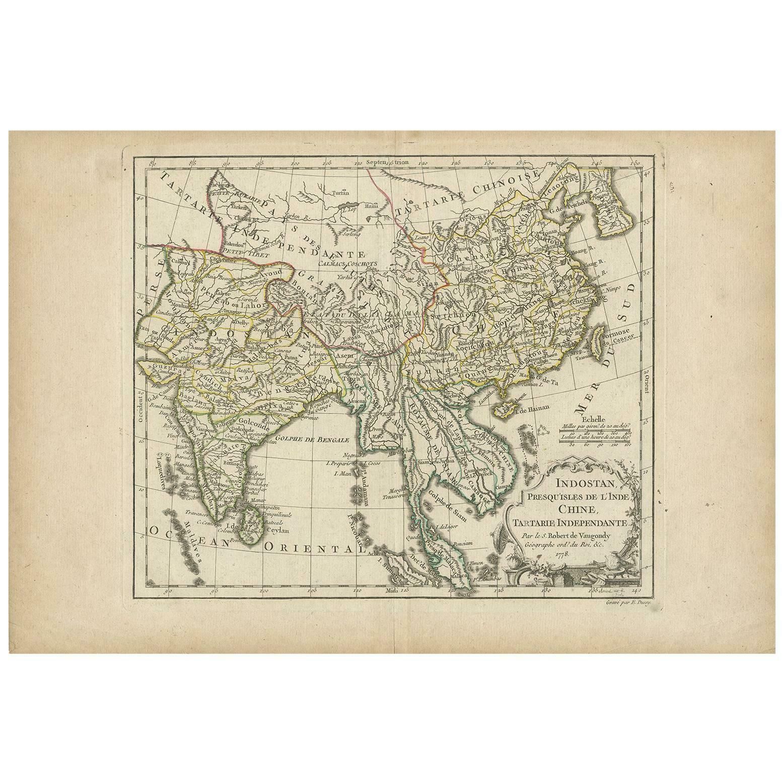 Antique Map Of Asia By Dussy, 1778