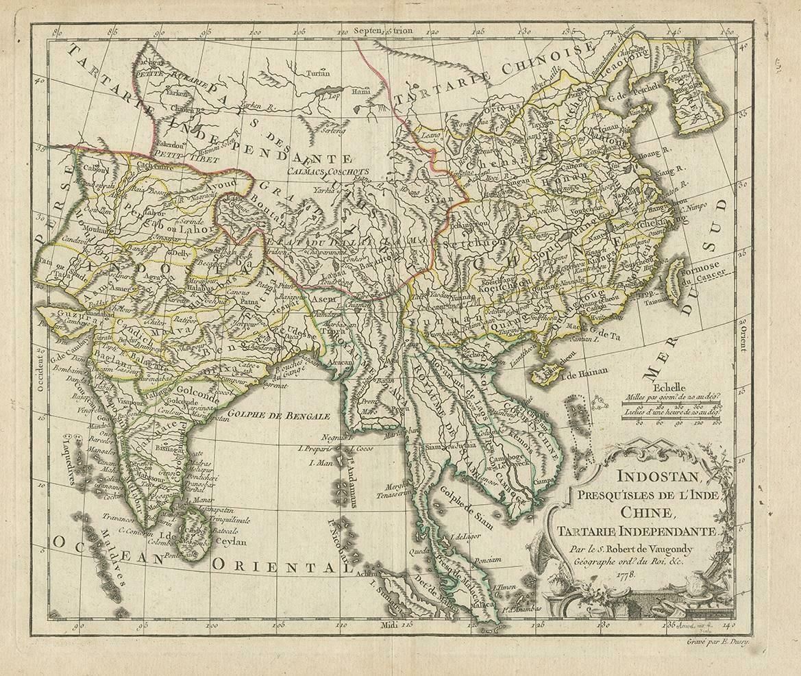 Antique Map Of Asia By Dussy, 1778 photo furniture