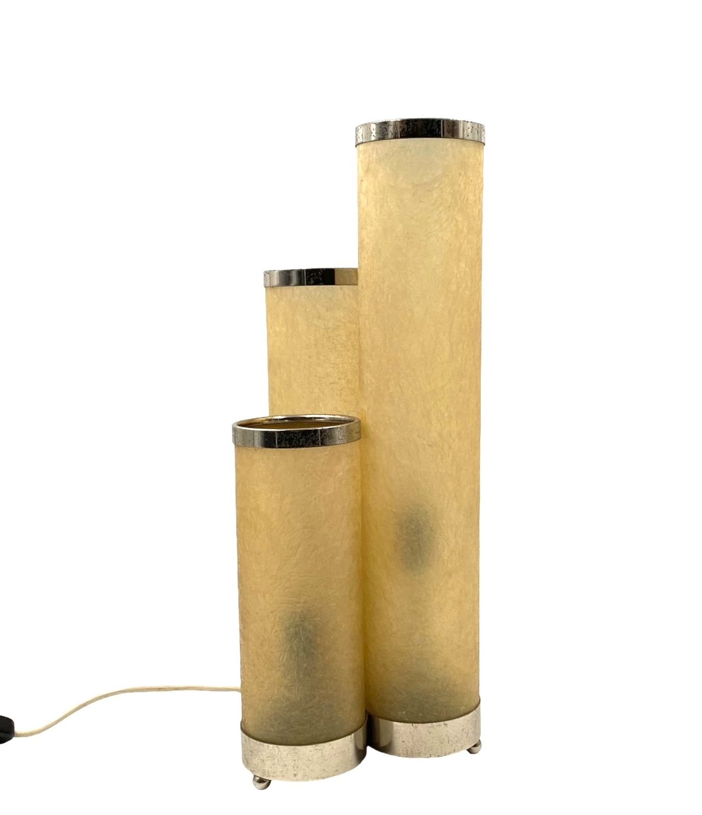 photo vinterior Hollywood Regency Fiberglass And Brass Table Lamp, Italy 1970s