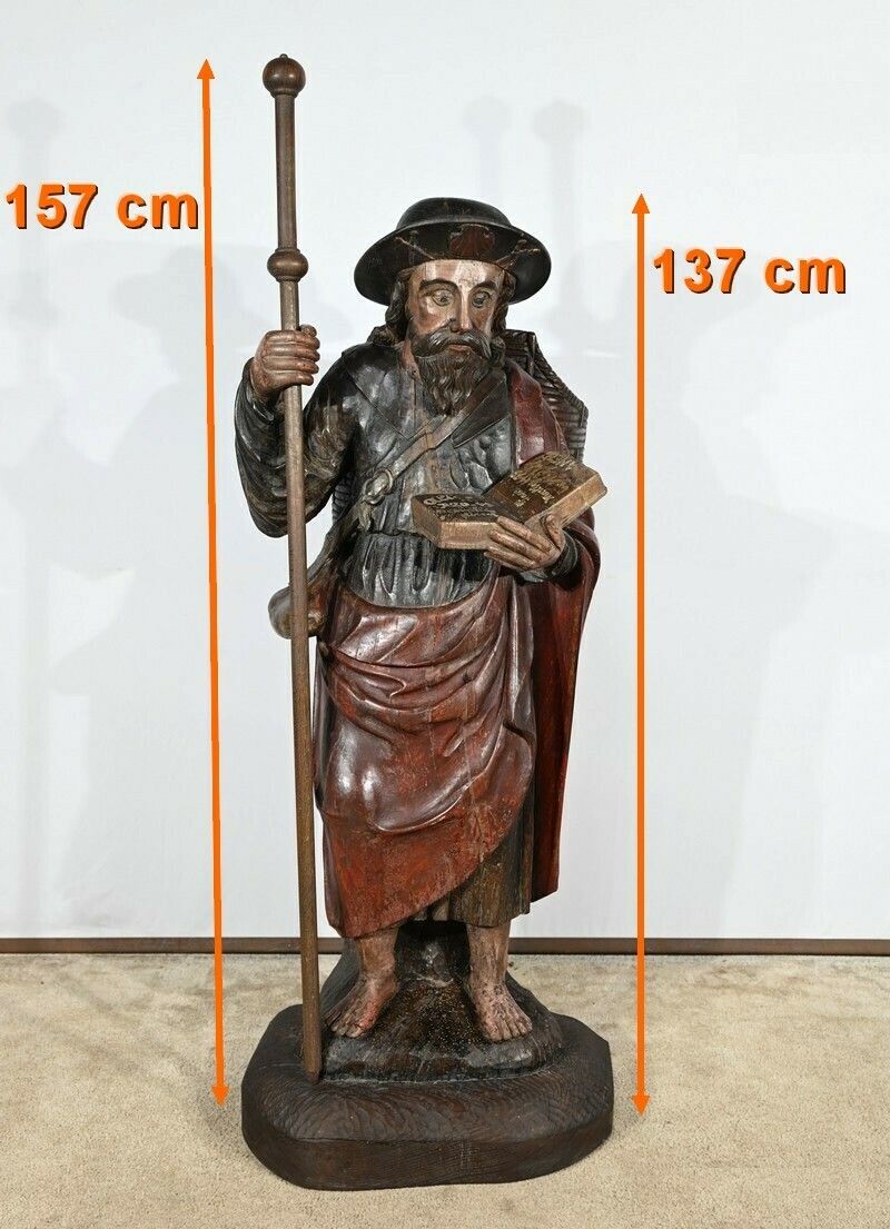 Important Sculpture Of Saint James In Polychromed Oak – 18th Century photo furniture