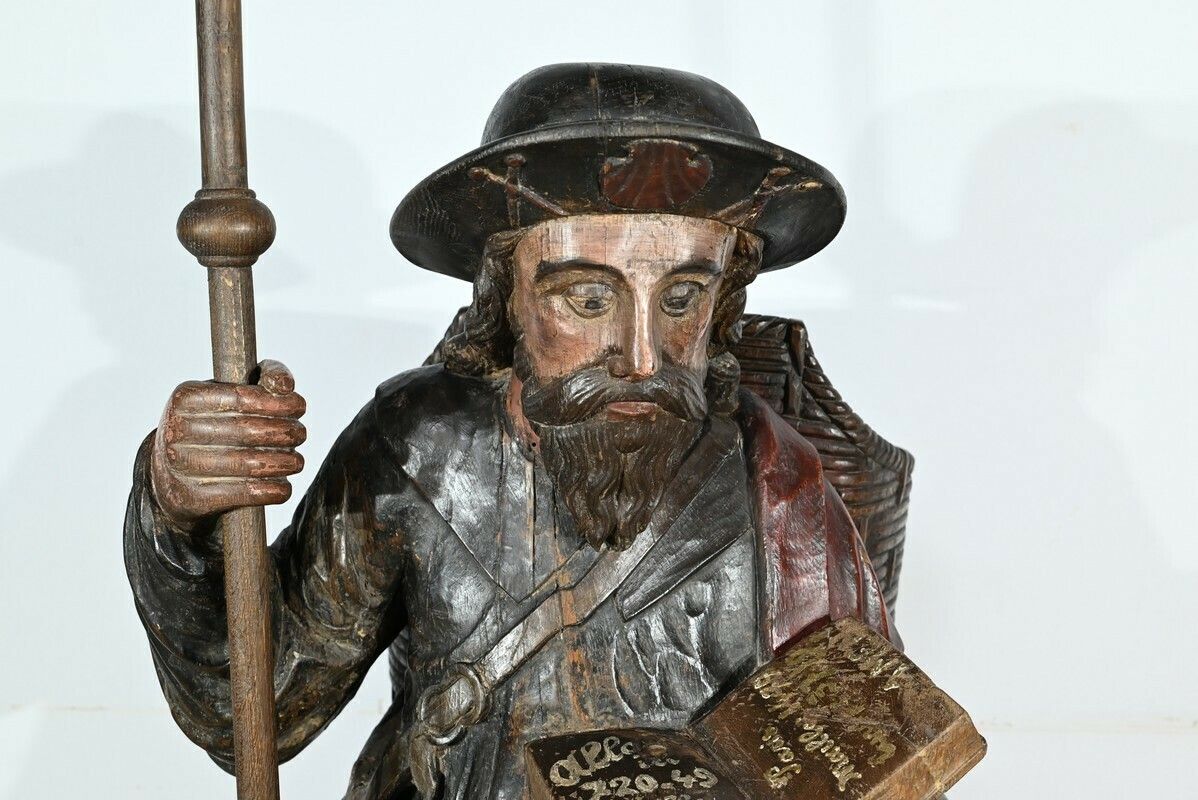 Important Sculpture Of Saint James In Polychromed Oak – 18th Century photo vinterior