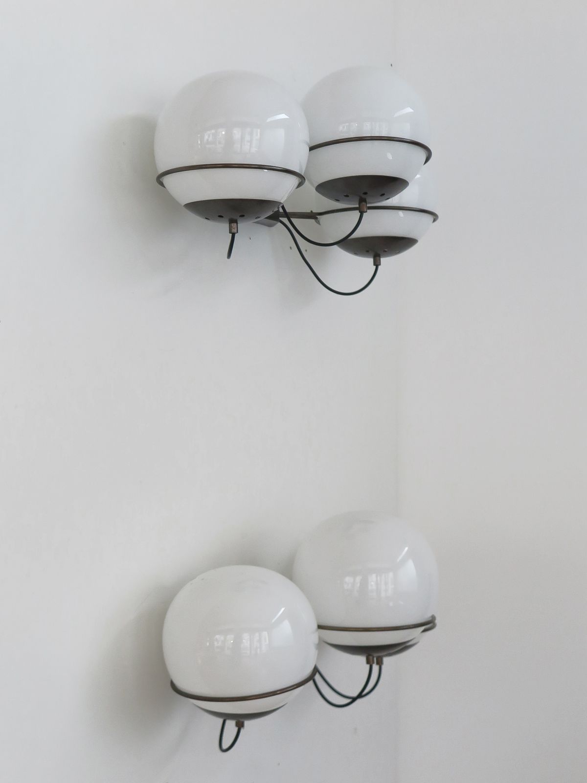 Italian Candle Metal Glass Sconces Wall Lights Set Of Two, 1960s photo 3200.0