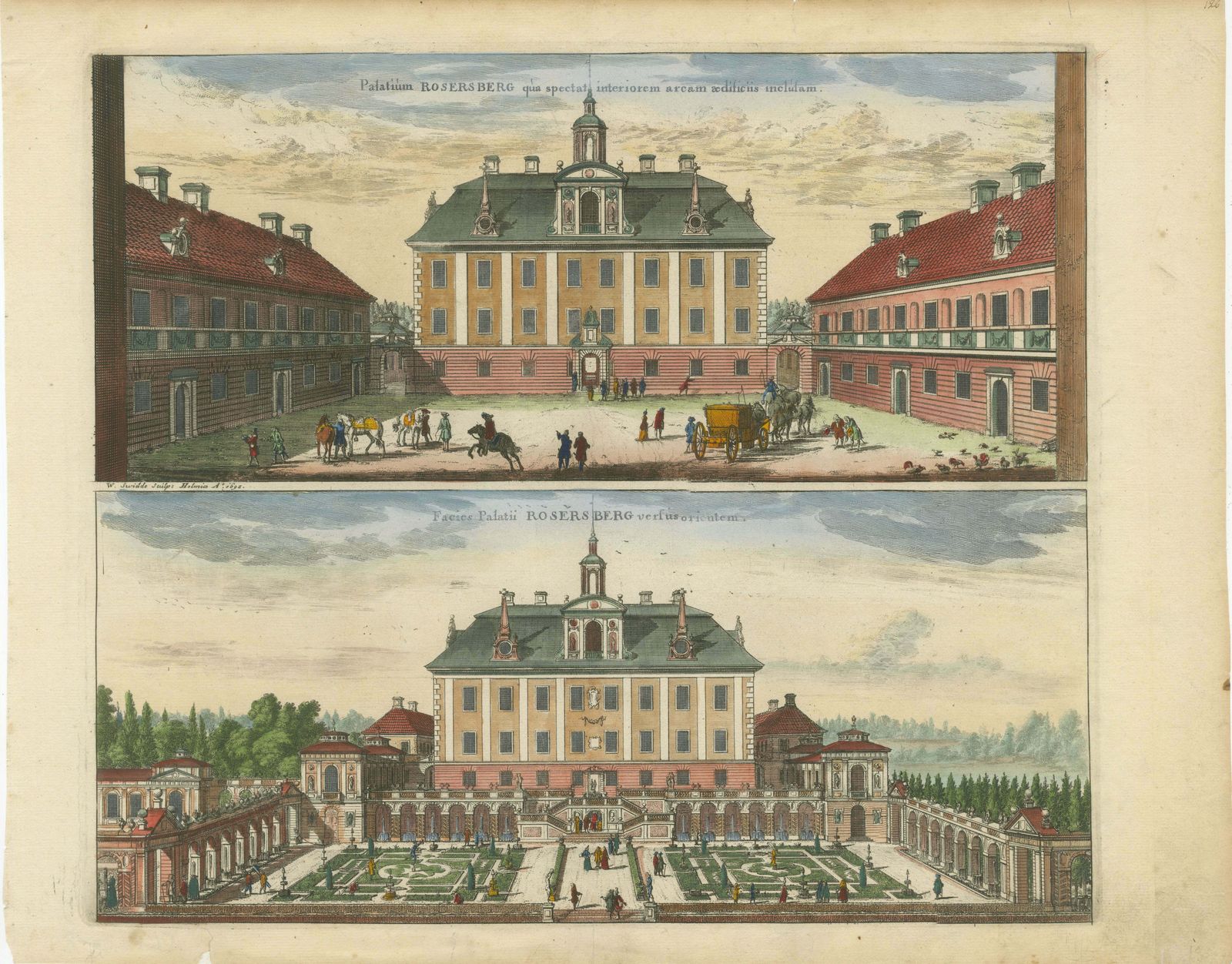 Rosersberg Palace In Sweden: Dual Perspectives By Willem Swidde, Circa 1695 photo furniture