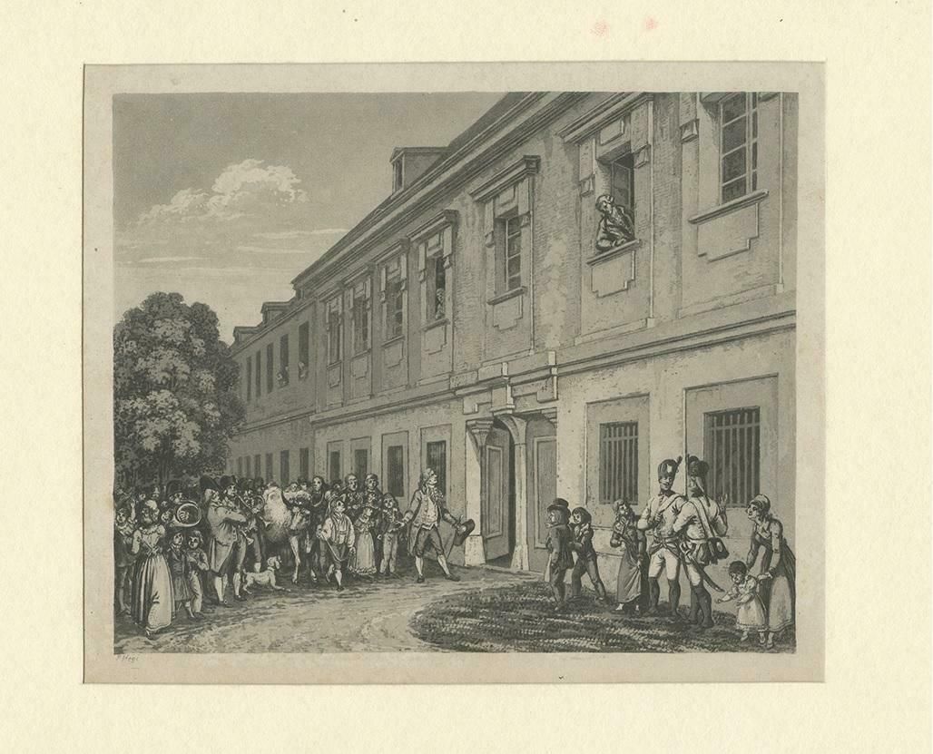Antique Print Of A Building In Vienna, Austria, Circa 1850 photo for sale