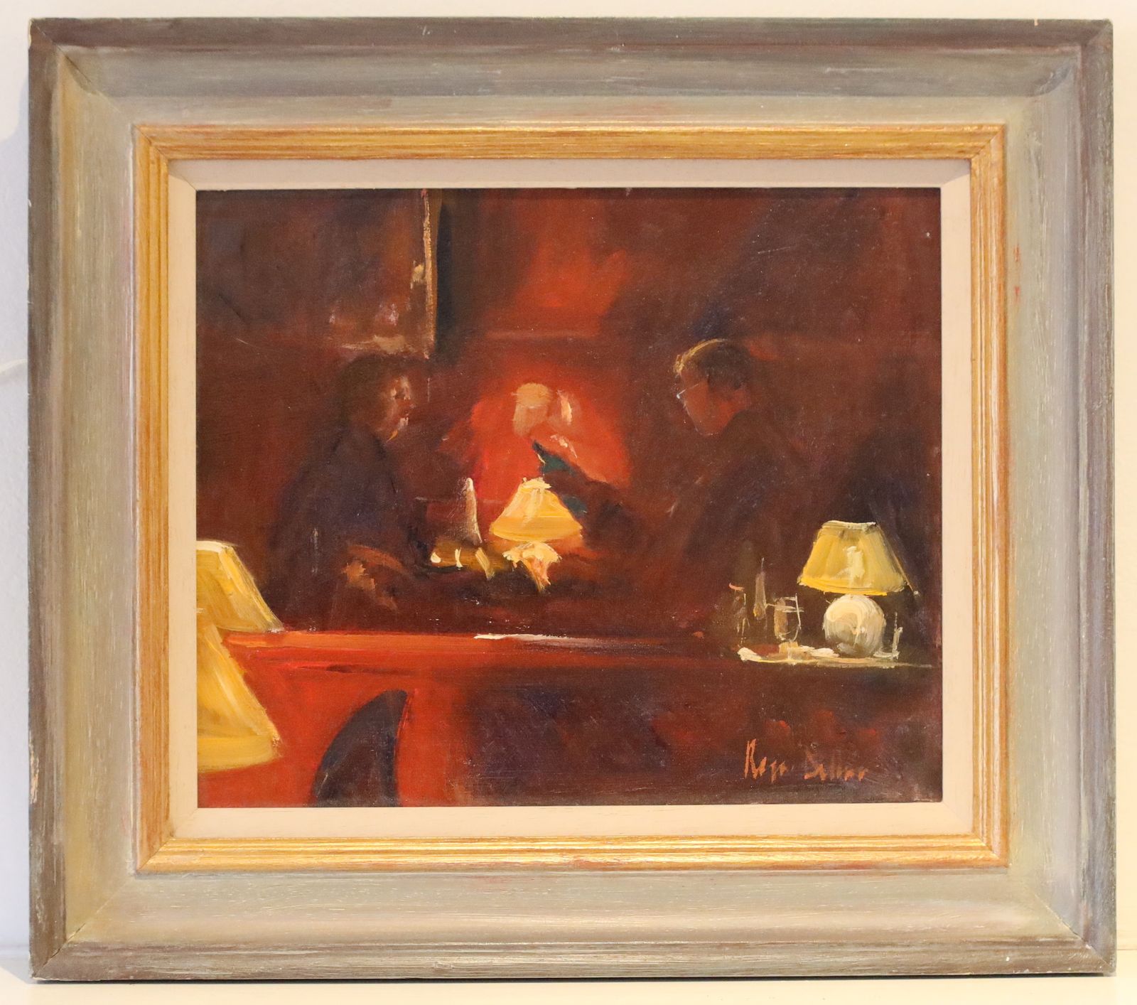 French Café Oil Painting By Roger Dellar