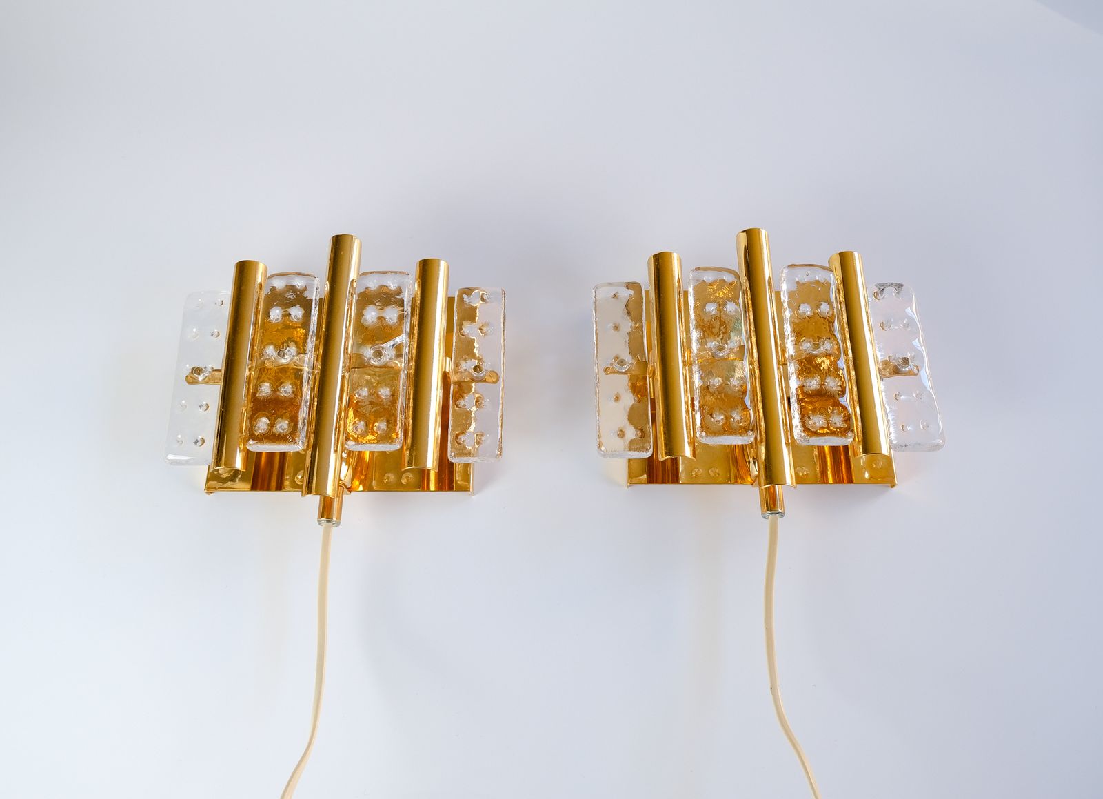 Pair Of Mid Century Carl Fagerlund Wall Lights For Orrefors, Sweden C.1960s photo for sale