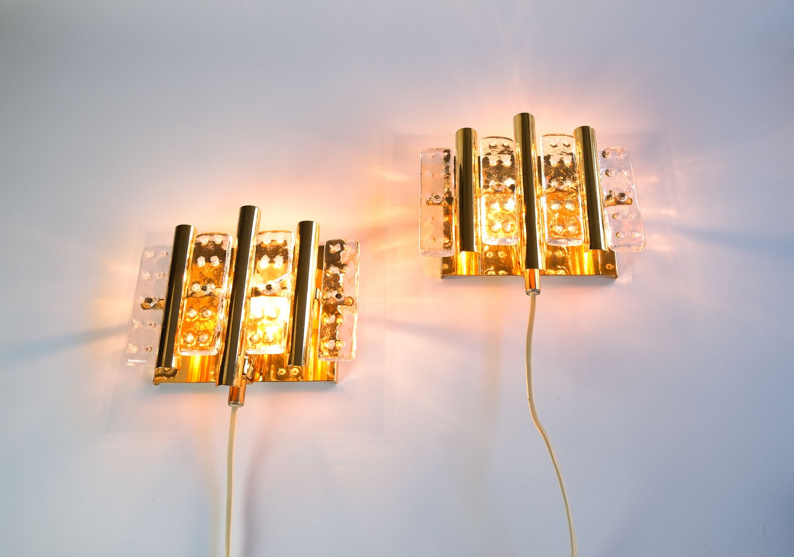 Pair Of Mid Century Carl Fagerlund Wall Lights For Orrefors, Sweden C.1960s photo buy