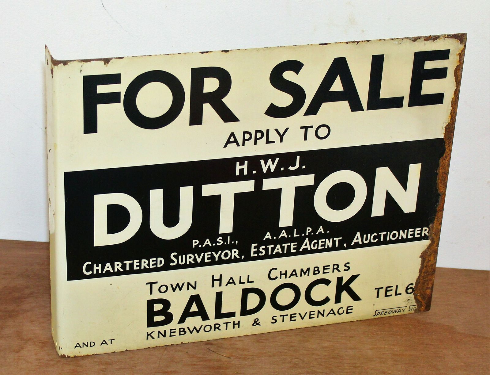 Dutton Estate Agents Double Sided Tin Sign Advertising Mancave Enamel Garage Metal Vintage Retro Kitchen Antique photo furniture