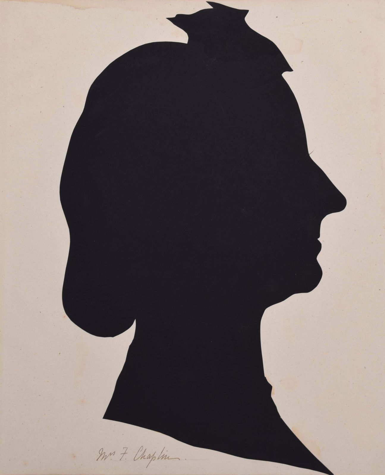 Nineteenth Century Silhouette Of A Lady: Mrs F Chaplin Circa 1870