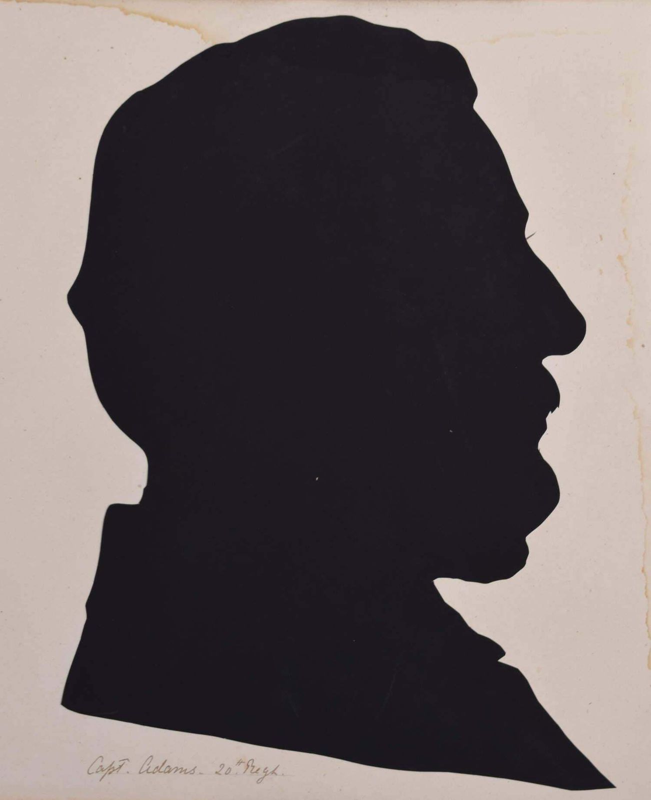 Nineteenth Century Silhouette Of A Gentleman: Captain Adams, 20th Regiment Circa 1870