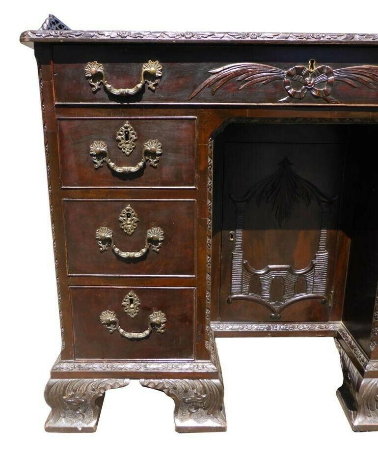 19th Century Mahogany Chinese Chippendale Desk photo for sale