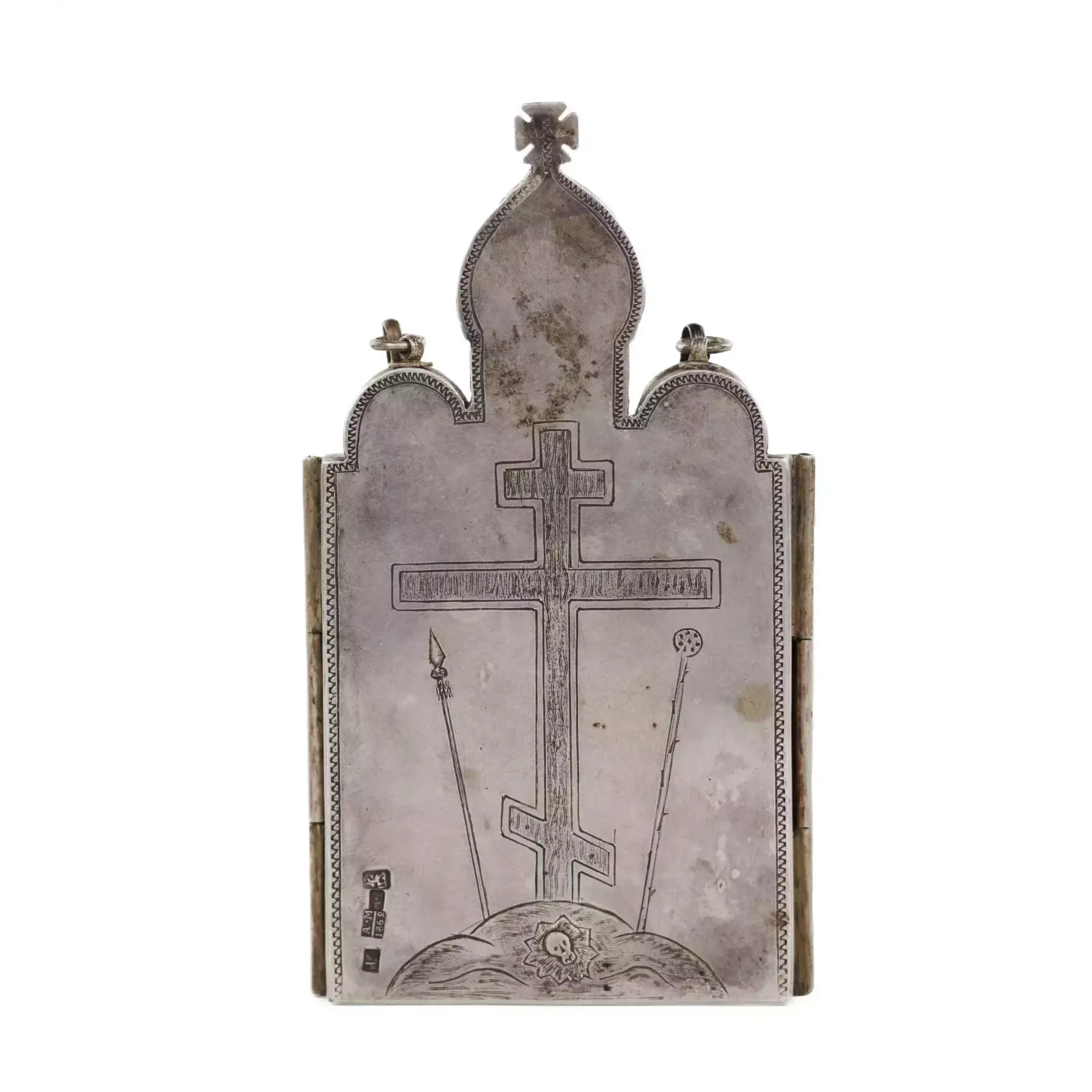 Three Leaf, Silver Folding In The Form Of A Temple. I.V.Zakharov. 1862 Moscow. photo vinterior