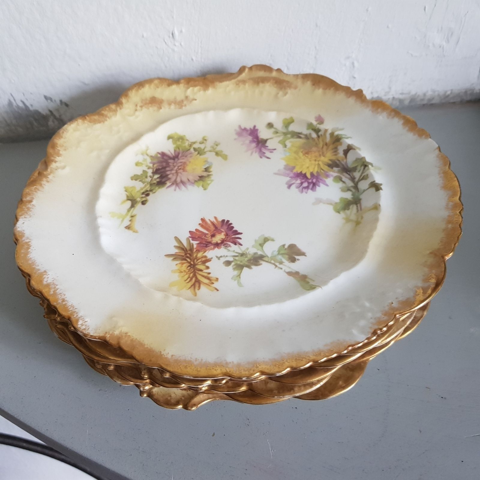Set Of 7 Antique English Porcelain Plates For Maple & Co Ltd London England Reg 248237