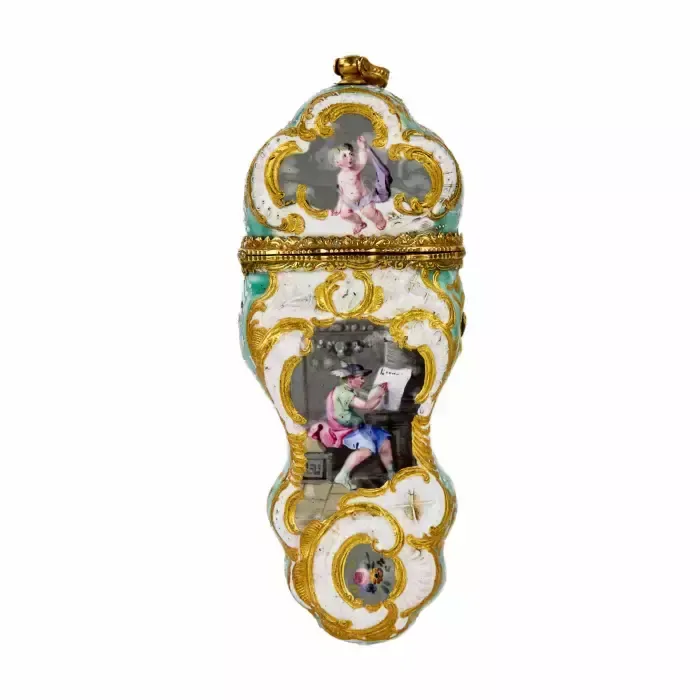 English Painted Porcelain Necessaire With Gold. 18 Century. photo 2350.0