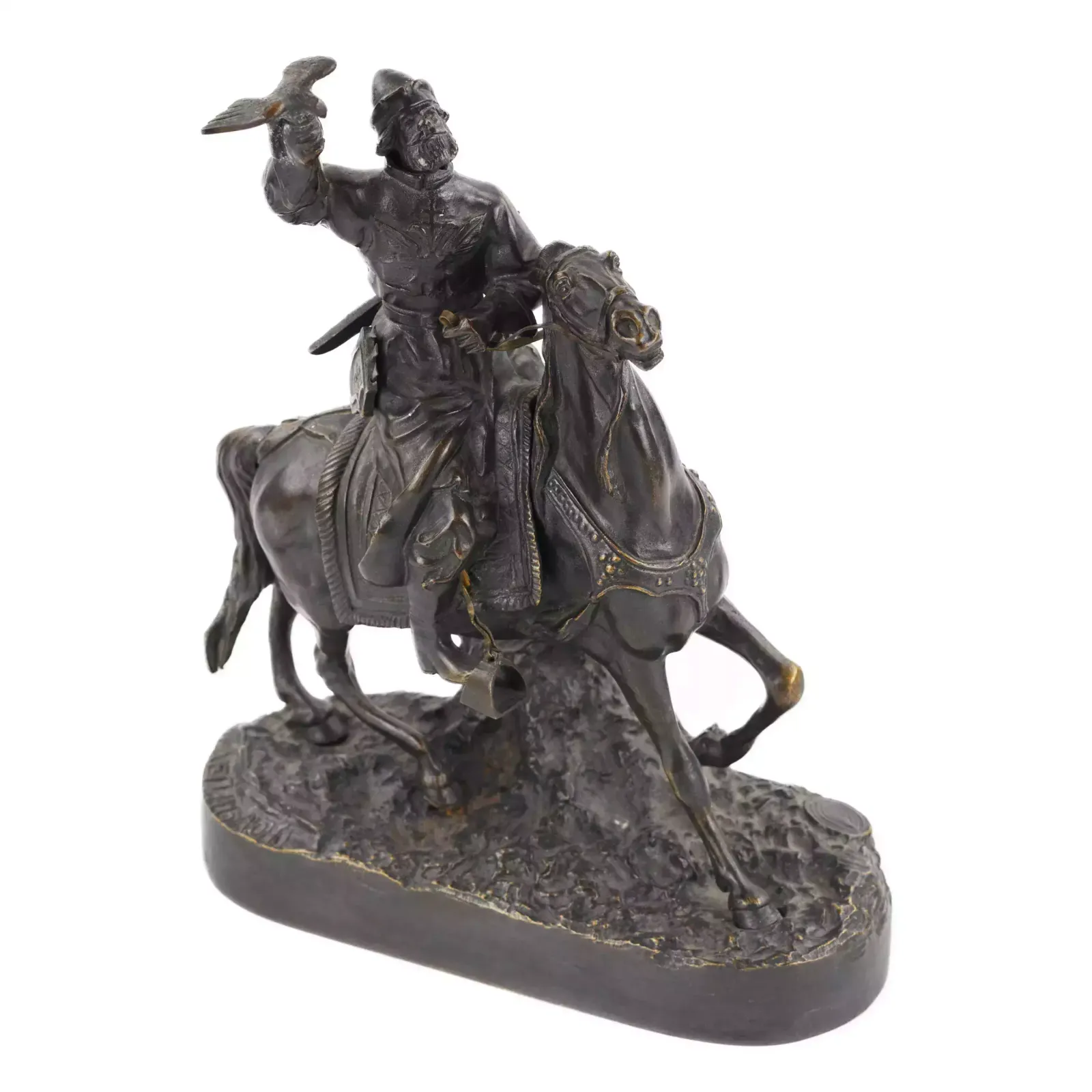 Bronze Sculpture Of The Tsars Falconer. Model E. Lancer. Russia