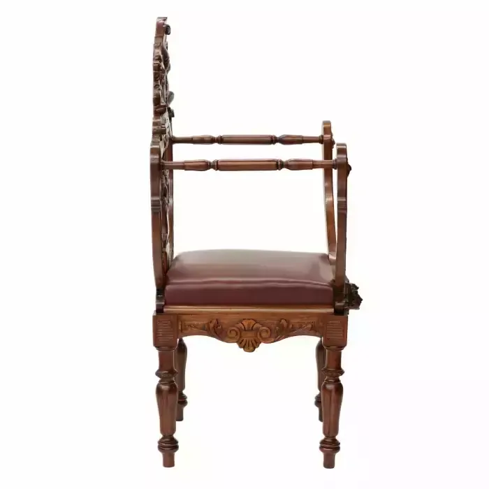 Carved, Richly Decorated Walnut Chair. 19th Century