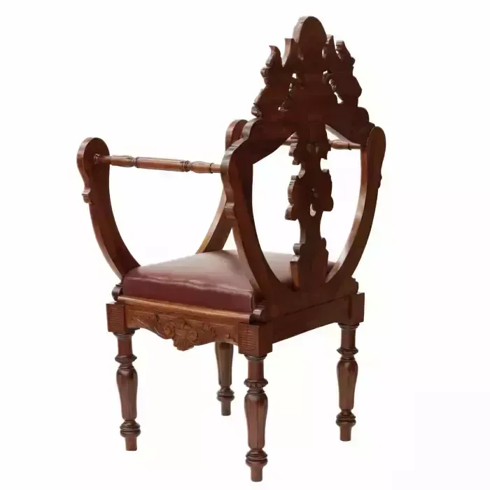 Carved, Richly Decorated Walnut Chair. 19th Century photo for sale