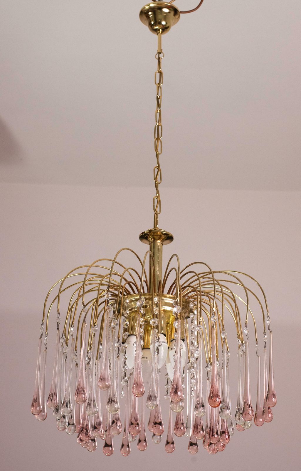 Lady Barbara, Murano Chandelier Pink And White Drops, Venini Style, 1970s photo furniture