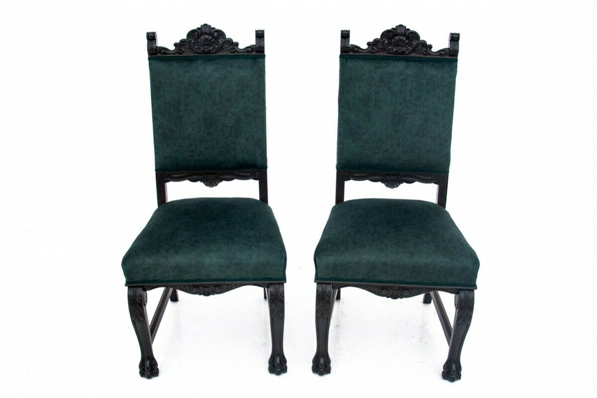 A Pair Of Antique Chairs On Lion's Paws, Western Europe, Circa 1920. photo for sale