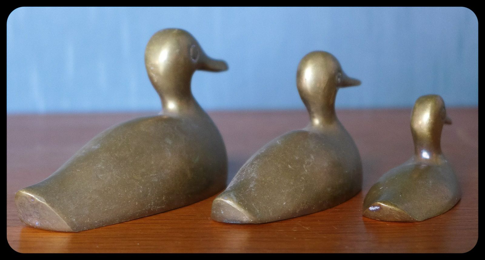 Brass Duck X 3, Duck Family, Brass Animal, Interior Decoration, Home Decor, Duck Brass, 70's photo 58.0