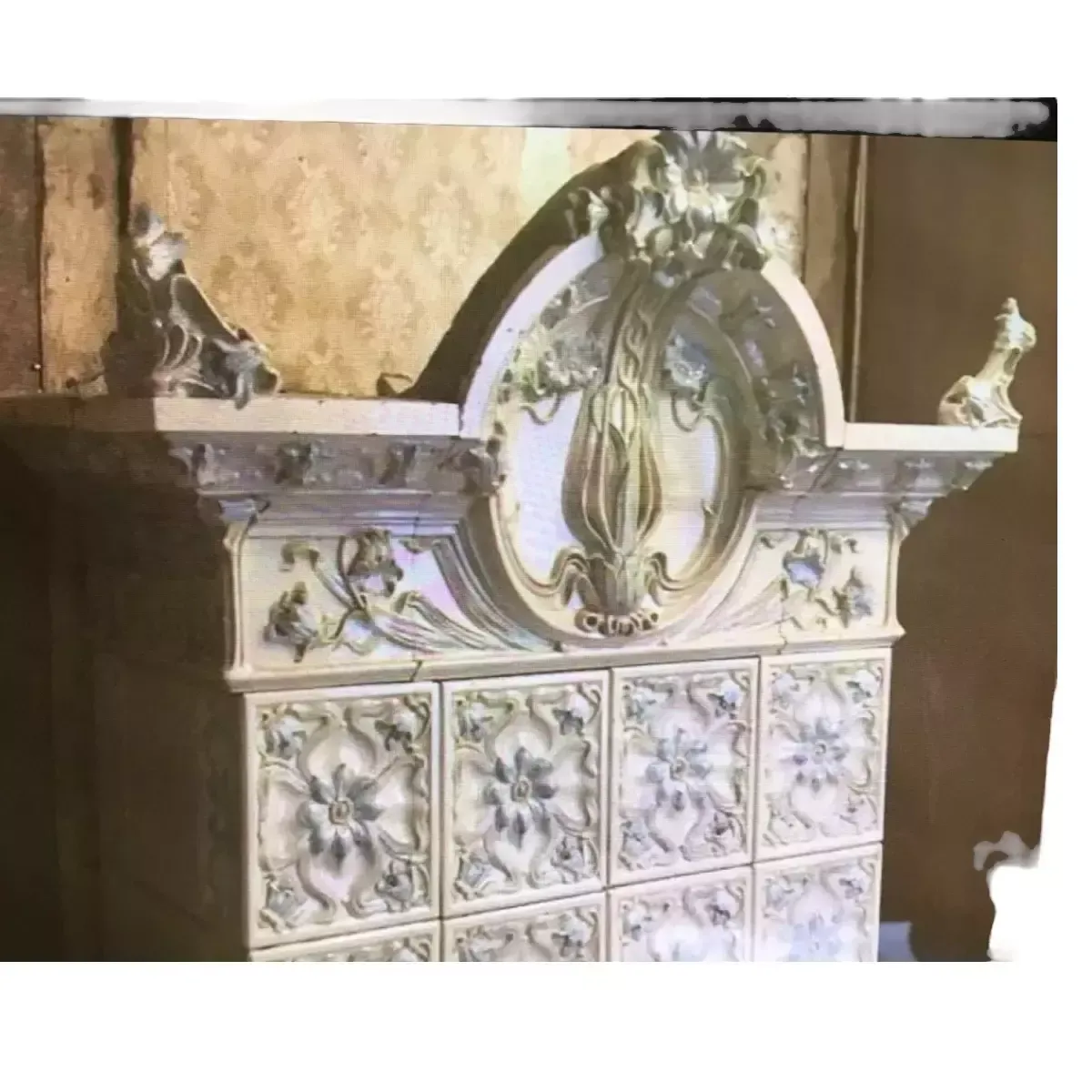 Fireplace In Art Nouveau Style. Latvia. Early 20th Century.