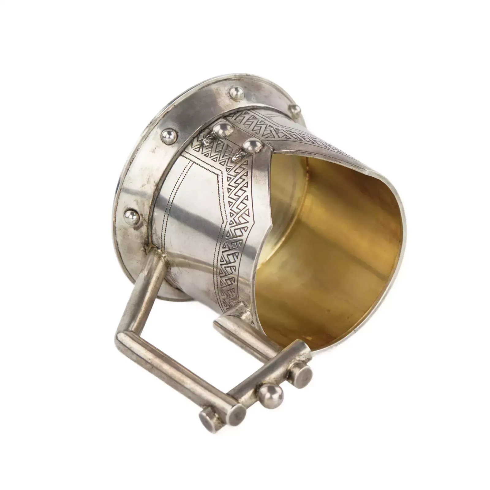 Original Silver Glass Holder In The Form Of A Caftan With A Cutout K Verlin St Petersburg 1882 photo for sale