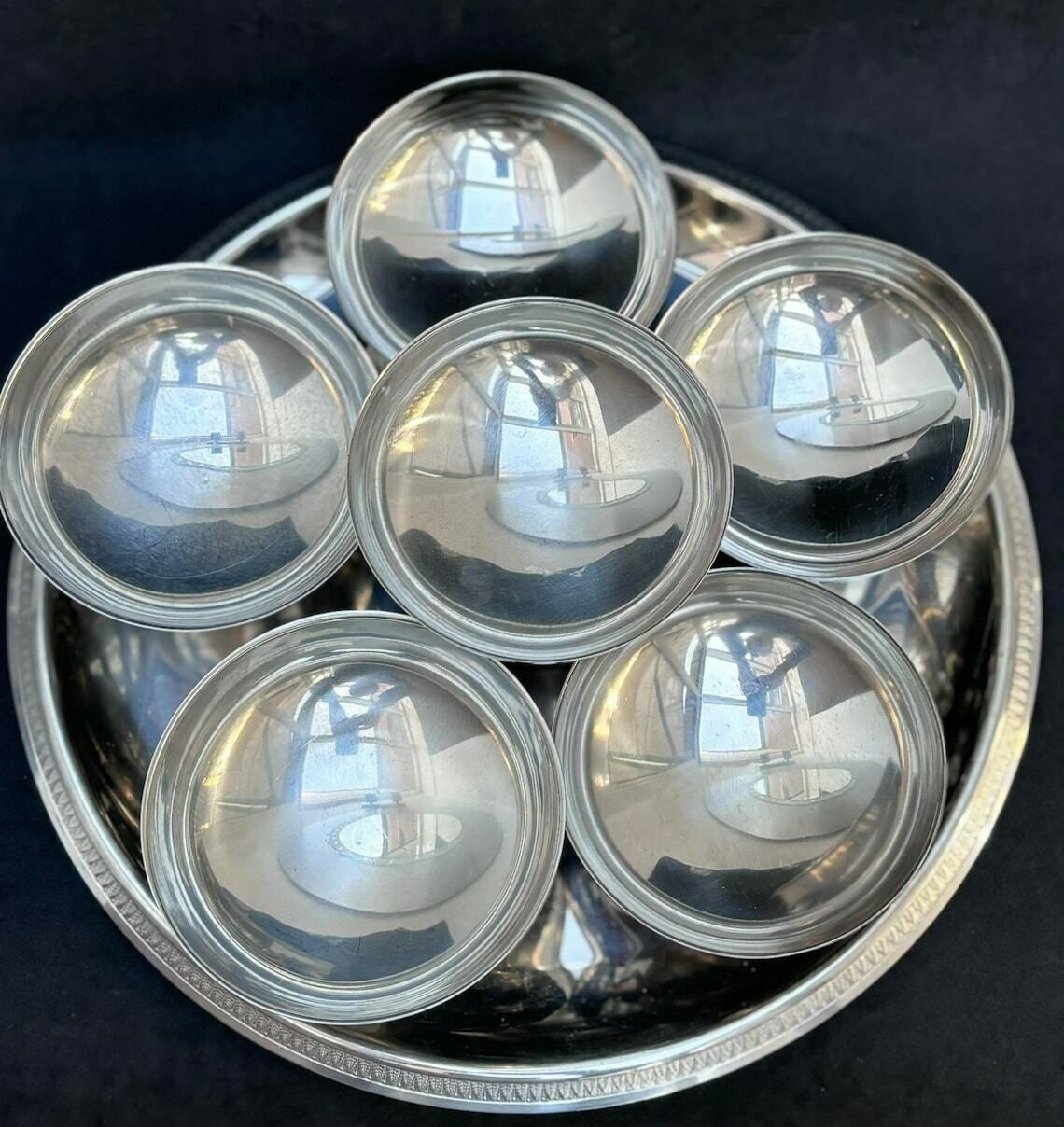 Ice Cream Set 6 Cups Stainless Steel Sauce Boat Vintage Dessert Bowl, Sorbet Cup Garden Party Table Gift To Her Christmas Table Wedding Gift photo furniture