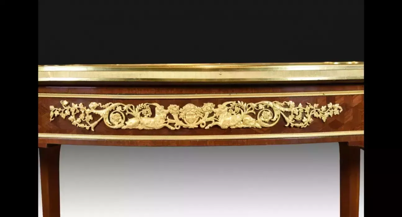 Oval Coffee Table In Louis XVI Style, Model Adam Weisweiler. France 19th Century photo vinterior