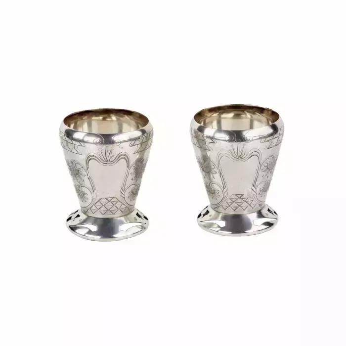 A Pair Of Russian Silver Vases In The Art Nouveau Style.