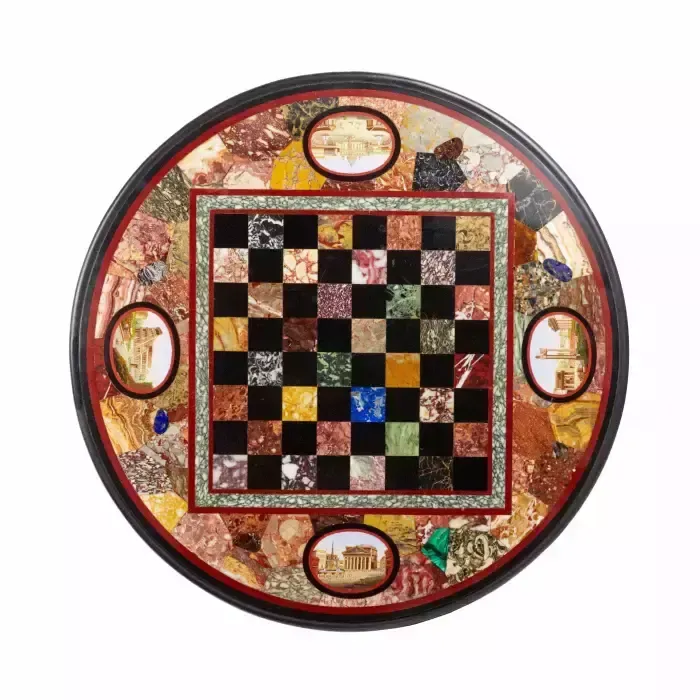 An Impressive Chess Table With Precious Roman Mosaics On Carved Legs. photo vinterior