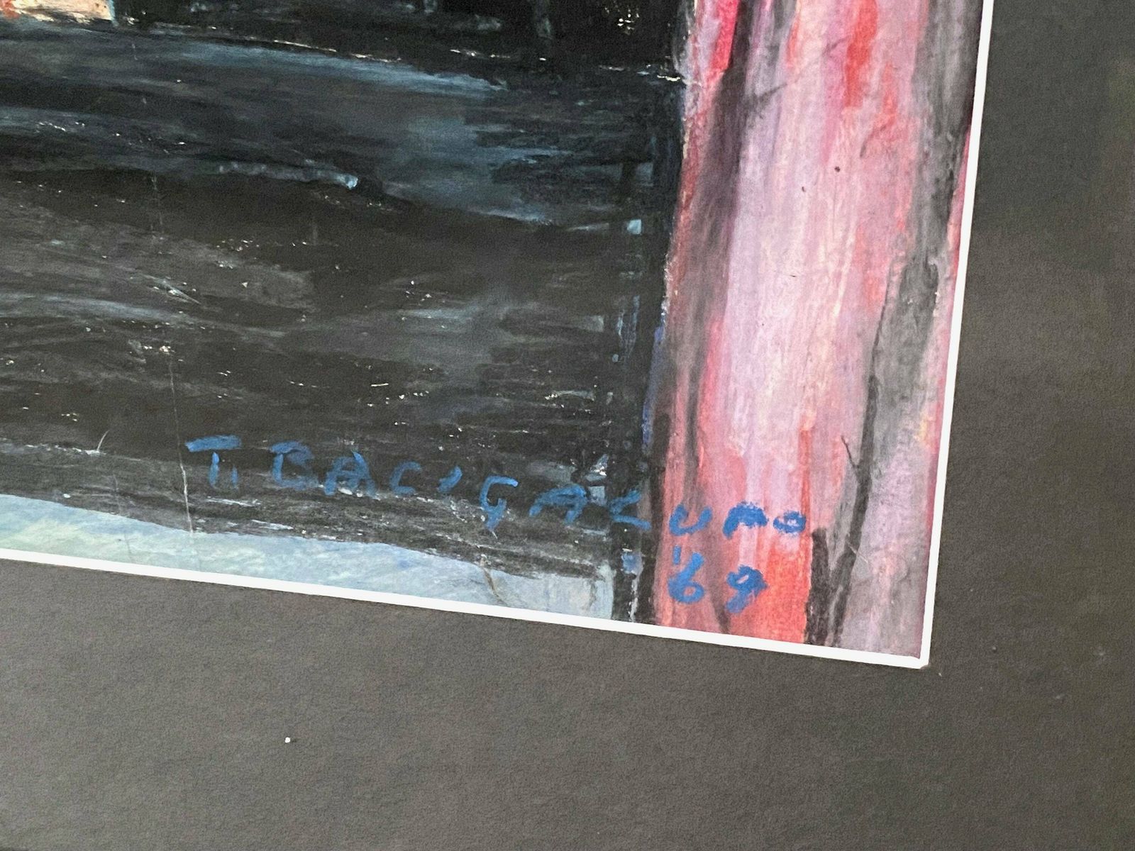 Chelsea At Night By Tomaso Bacigalupo 1969 Pastel   Signed   London Skyscape   The Chelsea Art Society   Chenil Galleries photo 495.0