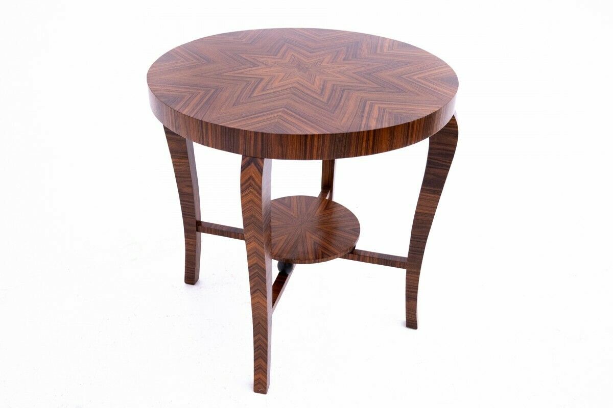 Round Art Deco Coffee Table, Poland, Mid 20th Century. After Renovation. photo for sale