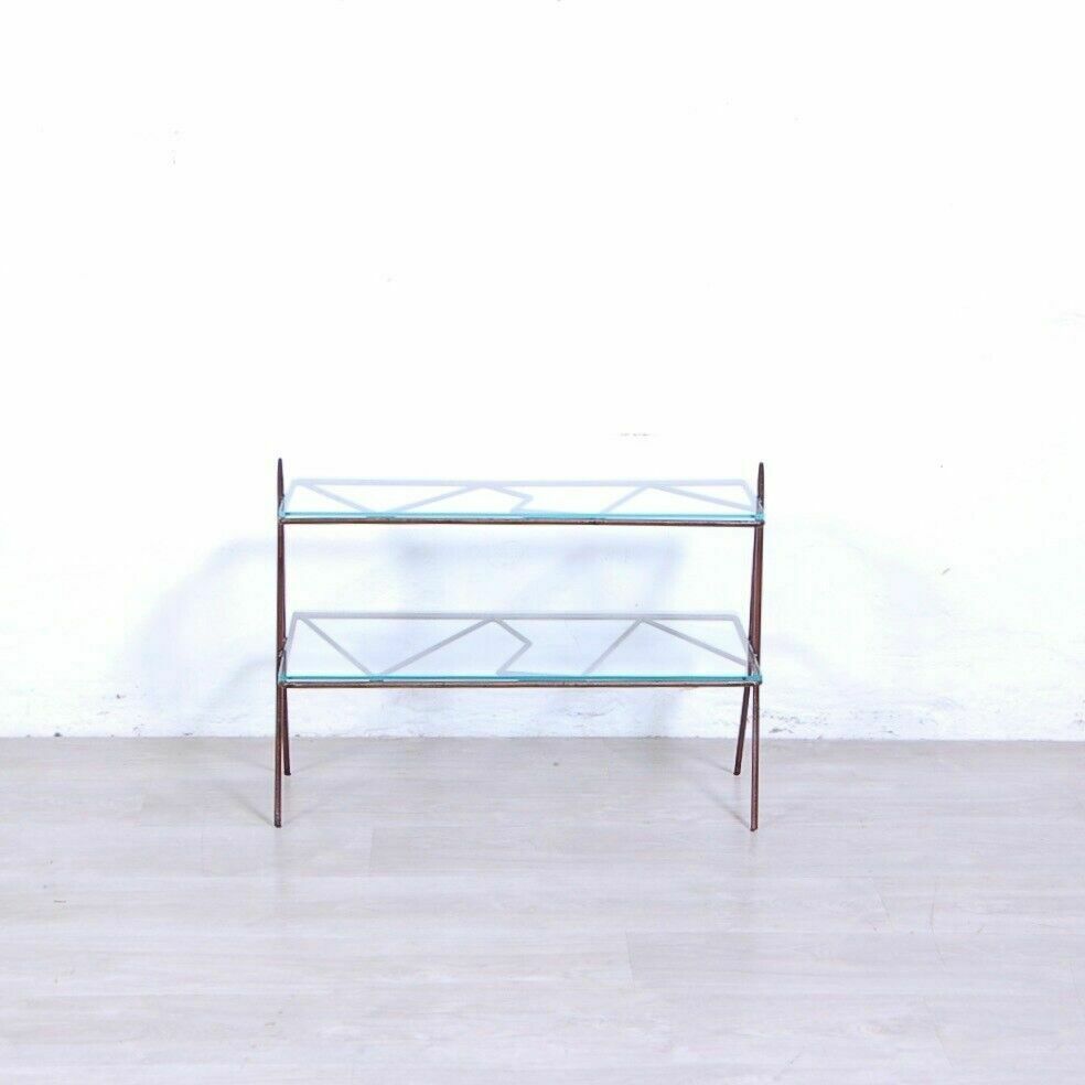 photo furniture Vintage Coffee Table 1950s 60s Design Coffee Table In Iron With Double Glass Top