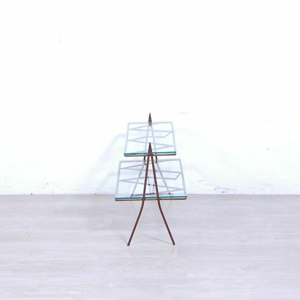 photo for sale Vintage Coffee Table 1950s 60s Design Coffee Table In Iron With Double Glass Top