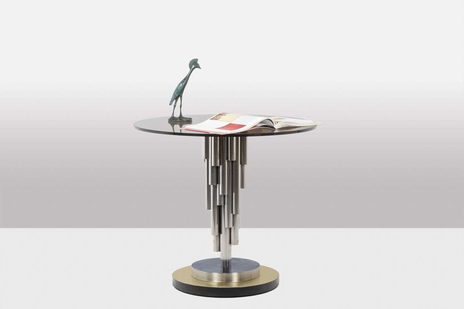 “Organ” Pedestal Table In Chromed Metal. 1970s. photo Furniture