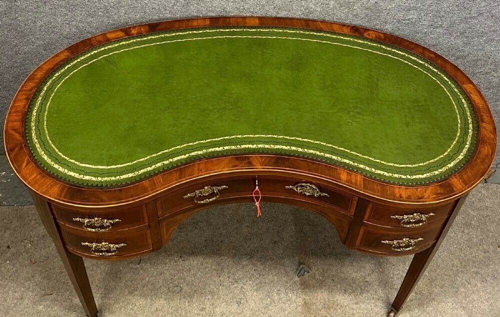 Edwardian Kidney Shaped & Inlaid Desk photo Furniture