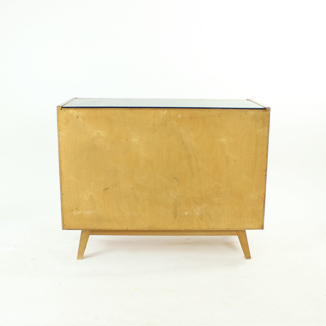Mid Century Sideboard In Oak & Black Glass, Czechoslovakia 1960s photo vinterior